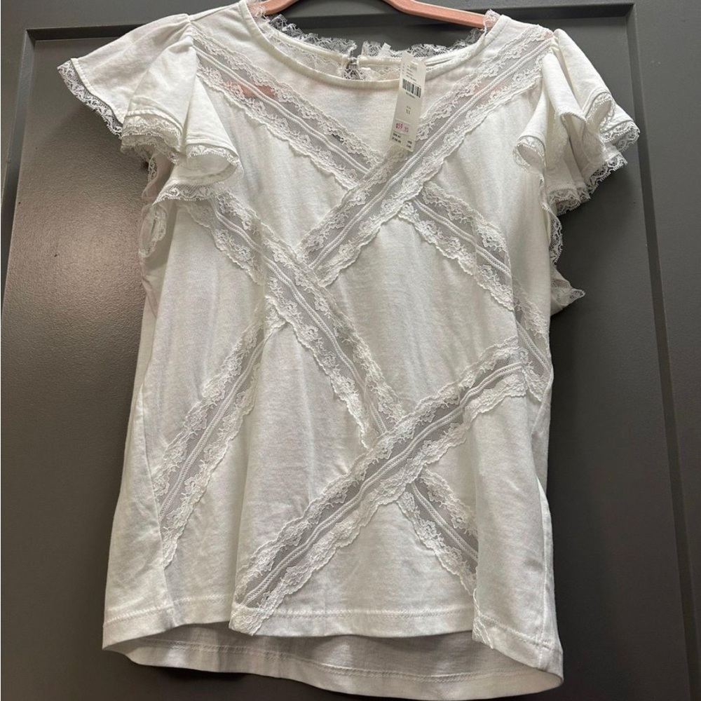 NWT Anthropology White Lace Top xs